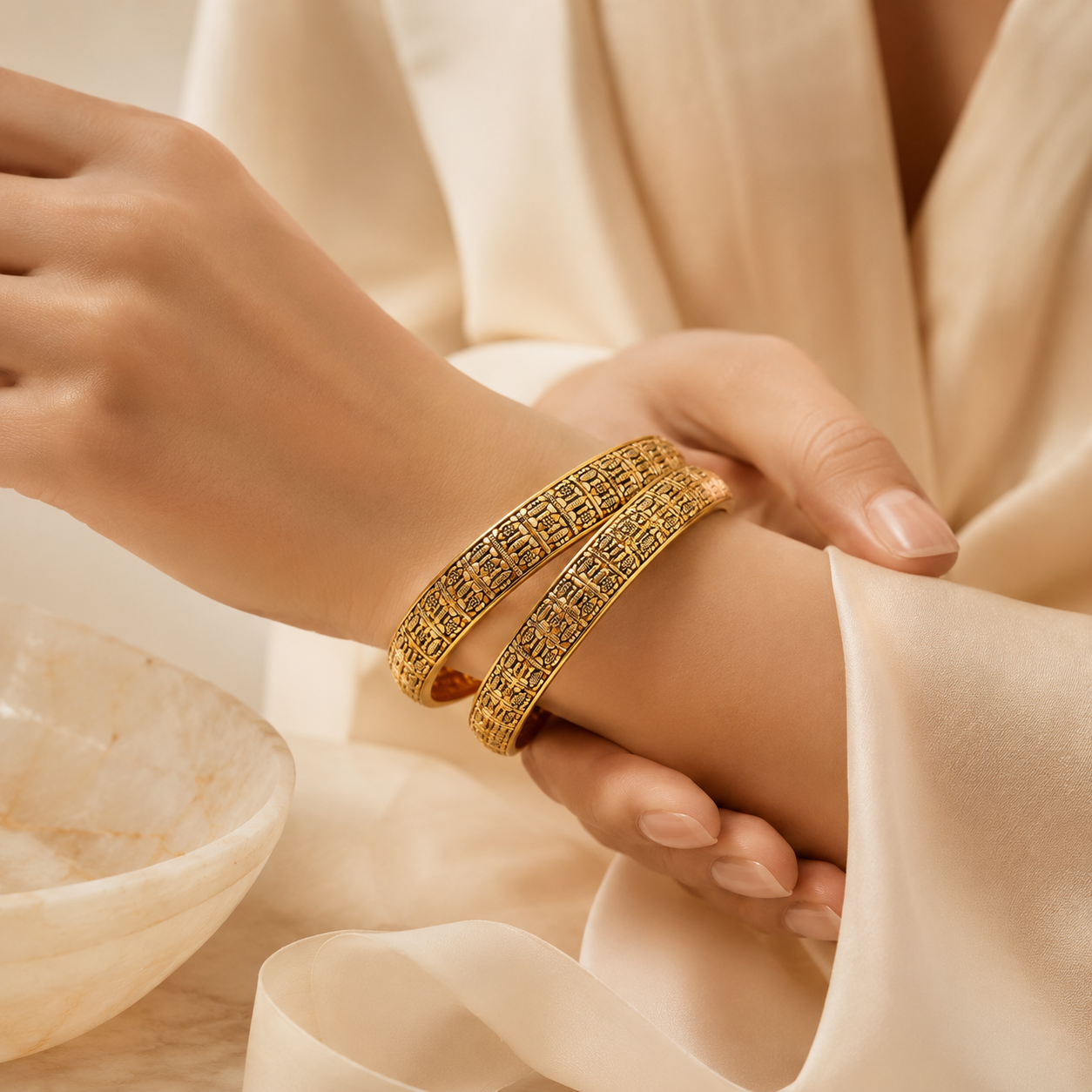 Heritage Engraved Bangle Pair